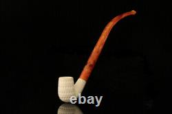 Srv Lattice Bent Billiard Churchwarden Block Meerschaum Pipe with case M2135