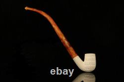 Srv Lattice Bent Billiard Churchwarden Block Meerschaum Pipe with case M2135