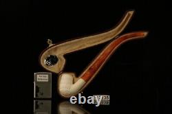 Srv Lattice Bent Billiard Churchwarden Block Meerschaum Pipe with case M2135