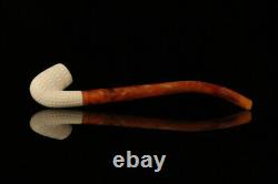 Srv Lattice Bent Billiard Churchwarden Block Meerschaum Pipe with case M2135