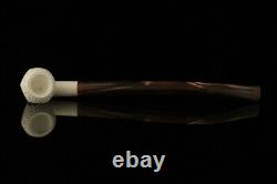 Srv Lattice Panel Churchwarden Block Meerschaum Pipe with fitted case M3143