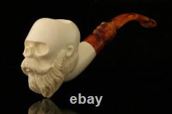 Srv Skull with Beard Block Meerschaum Pipe with custom case M2120