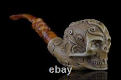 Sugar Skull Pipe BY ALI Block Meerschaum-NEW Handmade Custom Made Case#867