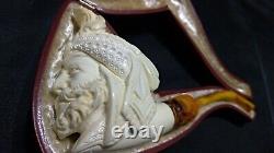 Sultan Meerschaum pipe carved from the Block Meerschaum with case by CPW