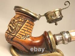 Superb Antique EW 1860 Block MEERSCHAUM Churchwarden HORN Estate Pipe Pipa