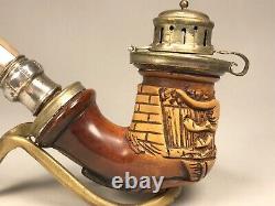 Superb Antique EW 1860 Block MEERSCHAUM Churchwarden HORN Estate Pipe Pipa