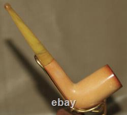 Superb Chimney BLOCK MEERSCHAUM AMBER STEMN. MINT Estate Pipe