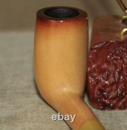 Superb Chimney BLOCK MEERSCHAUM AMBER STEMN. MINT Estate Pipe