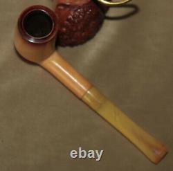 Superb Chimney BLOCK MEERSCHAUM AMBER STEMN. MINT Estate Pipe