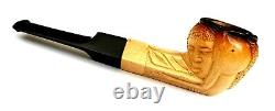 Superb! Unsmoked! African Block Meerschaum Tribal Motifs Bulldog Estate Pipe