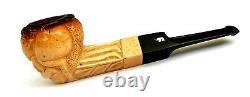 Superb! Unsmoked! African Block Meerschaum Tribal Motifs Bulldog Estate Pipe