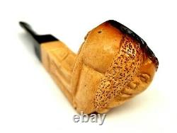 Superb! Unsmoked! African Block Meerschaum Tribal Motifs Bulldog Estate Pipe