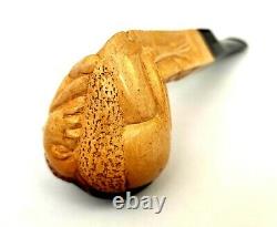 Superb! Unsmoked! African Block Meerschaum Tribal Motifs Bulldog Estate Pipe