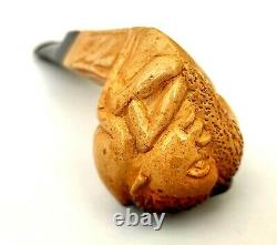 Superb! Unsmoked! African Block Meerschaum Tribal Motifs Bulldog Estate Pipe