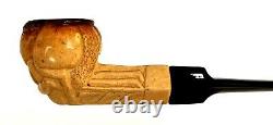 Superb! Unsmoked! African Block Meerschaum Tribal Motifs Bulldog Estate Pipe