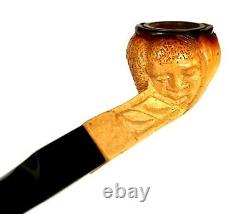 Superb! Unsmoked! African Block Meerschaum Tribal Motifs Bulldog Estate Pipe