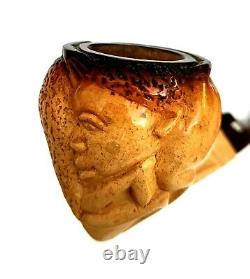 Superb! Unsmoked! African Block Meerschaum Tribal Motifs Bulldog Estate Pipe