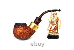 Superb Vtg African Block Meerschaum Rustic Army Mount Bent Billiard Estate Pipe