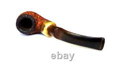 Superb Vtg African Block Meerschaum Rustic Army Mount Bent Billiard Estate Pipe