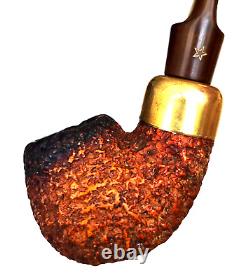 Superb Vtg African Block Meerschaum Rustic Army Mount Bent Billiard Estate Pipe