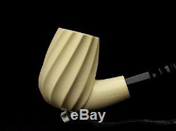 Swirled Billiard Bent Churchwarden Block Meerschaum Pipe Real Big Bowl Gift 1761