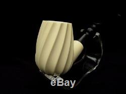 Swirled Billiard Bent Churchwarden Block Meerschaum Pipe Real Big Bowl Gift 1761