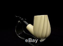 Swirled Billiard Bent Churchwarden Block Meerschaum Pipe Real Big Bowl Gift 1761