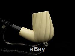 Swirled Billiard Bent Churchwarden Block Meerschaum Pipe Real Big Bowl Gift 1761