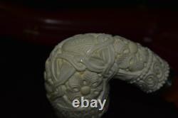 TEKIN Bent Ornate Pipe BLOCK MEERSCHAUM-NEW-HAND CARVED W Case#444