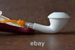 TEKIN Calabash Pipe BLOCK MEERSCHAUM-NEW HAND CARVED W Case#923 Silver Wearings