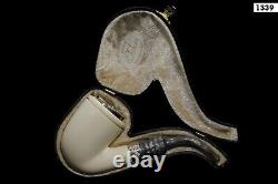 TEKIN Large Smooth Bent Pipe BLOCK MEERSCHAUM-NEW-HAND CARVED W Case#1414