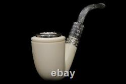 TEKIN Large Smooth Bent Pipe BLOCK MEERSCHAUM-NEW-HAND CARVED W Case#1414