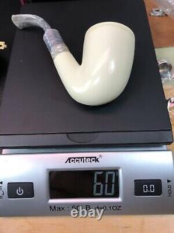 TEKIN Large Smooth Bent Pipe BLOCK MEERSCHAUM-NEW-HAND CARVED W Case#1414