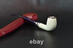 TEKIN Lattice Bent Churchwarden Pipe BLOCK MEERSCHAUM-NEW-HAND CARVED W Case#764