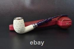 TEKIN Lattice Bent Churchwarden Pipe BLOCK MEERSCHAUM-NEW-HAND CARVED W Case#764