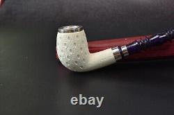 TEKIN Lattice Bent Churchwarden Pipe BLOCK MEERSCHAUM-NEW-HAND CARVED W Case#764