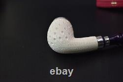 TEKIN Lattice Bent Churchwarden Pipe BLOCK MEERSCHAUM-NEW-HAND CARVED W Case#764