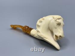 TEKIN Mustang Horse Figure Pipe BLOCK MEERSCHAUM-NEW-HAND CARVED W Case#1597
