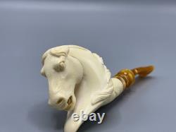 TEKIN Mustang Horse Figure Pipe BLOCK MEERSCHAUM-NEW-HAND CARVED W Case#1597