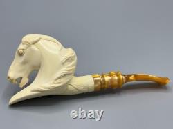 TEKIN Mustang Horse Figure Pipe BLOCK MEERSCHAUM-NEW-HAND CARVED W Case#1597