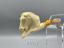 TEKIN Mustang Horse Figure Pipe BLOCK MEERSCHAUM-NEW-HAND CARVED W Case#1597