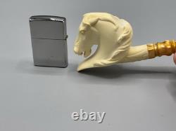 TEKIN Mustang Horse Figure Pipe BLOCK MEERSCHAUM-NEW-HAND CARVED W Case#1597