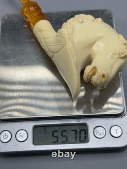TEKIN Mustang Horse Figure Pipe BLOCK MEERSCHAUM-NEW-HAND CARVED W Case#1597