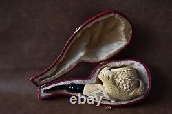 TEKIN Ornate Large Claw Pipe BLOCK MEERSCHAUM-NEW-HAND CARVED W Case#1094