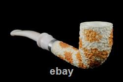 TEKIN Rusticated Bent Pipe BLOCK MEERSCHAUM-NEW-HAND CARVED W Case#182