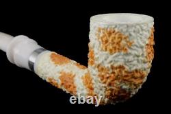 TEKIN Rusticated Bent Pipe BLOCK MEERSCHAUM-NEW-HAND CARVED W Case#182
