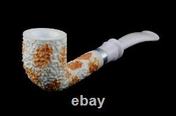 TEKIN Rusticated Bent Pipe BLOCK MEERSCHAUM-NEW-HAND CARVED W Case#182