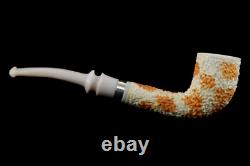 TEKIN Rusticated Bent Pipe BLOCK MEERSCHAUM-NEW-HAND CARVED W Case#182