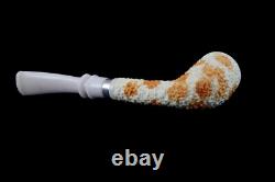 TEKIN Rusticated Bent Pipe BLOCK MEERSCHAUM-NEW-HAND CARVED W Case#182