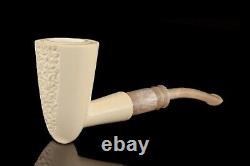 TEKIN Rusticated Cone Shape Pipe BLOCK MEERSCHAUM-NEW-HAND CARVED W Case#613